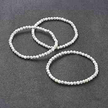 Synthetic Howlite Beaded Stretch Bracelets, Round, Beads: 4~5mm, Inner Diameter: 2-1/4 inch(5.65cm)