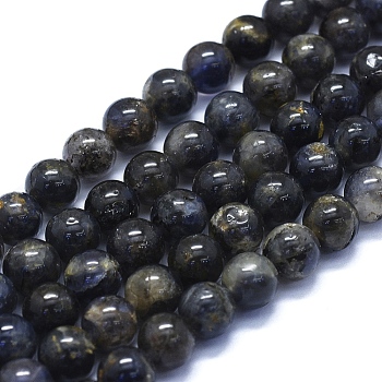 Natural Iolite Beads Strands, Round, 8mm, Hole: 1mm, about 48~49pcs/Strand, 15.35 inch(39cm)