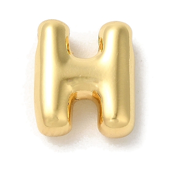 Brass Pendants, Long-Lasting Plated, Real 18K Gold Plated, Letter H, 10x8x3.5mm, Hole: 1.4mm