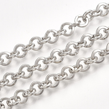 Iron Rolo Chains, Belcher Chain, with Spool, Soldered, Platinum, 6x1mm, about 82.02 Feet(25m)/roll