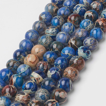 Natural Imperial Jasper Beads Strands, Dyed & Heated, Round, 8mm, Hole: 1mm, 16 inch.