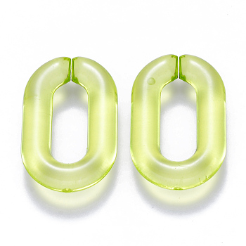 Transparent Acrylic Linking Rings, Quick Link Connectors, for Cable Chains Making, Oval, Green Yellow, 31x19.5x5.5mm, Inner Diameter: 19.5x7.5mm
