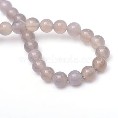 Round Natural Grey Agate Bead Strands(G-R345-6mm-07)-3