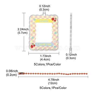 5Pcs 5 Colors Acrylic Photocard Sleeve Pendant Decoration(DIY-FS0004-93)-4