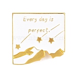 Every Day is Perfect Alloy Enamel Pins, Lapel Pins for Backpack Clothes, Golden, White, 27.5x27.5mm(JEWB-G045-01G-01)