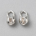 925 Sterling Silver Bead Tips, Platinum, 6.5x4mm, Hole: 1.8mm, Inner Diameter: 1.2mm(STER-WH0004-048B)