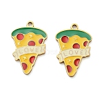 304 Stainless Steel Pendants, with Enamel, Ion Plating(IP), Real 18K Gold Plated, Pizza, 18x12x1.5mm, Hole: 1.4mm(X1-STAS-H239-01C-G)