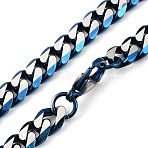 Matte Style 304 Stainless Steel Cuban Link Chain Necklaces for Men, Blue & Stainless Steel Color, 23.54 inch(59.8cm)(NJEW-B116-05BL)