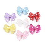 Opaque Plastic Beads, Heart-Shape Bowknot, Rainbow Plated, Mixed Color, 28.5x32.5x9.5mm, Hole: 2mm, about 167pcs/500g(KY-Q005-10)