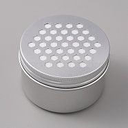 Aluminium Shallow Round Candle Tins, with Hollow Lids, Empty Tin Storage Containers, Hexagon Pattern, 7.1x4.25cm, Inner Diameter: 6.4x4.1cm(AJEW-WH0326-03B)