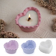 Heart with Wavy Edge DIY Candle Cups Silicone Molds, Creative Aromatherapy Candle Cement Cup Supply DIY Concrete Candle Cups Resin Moulds, White, 9.2x10.55x5.55cm, Inner Diameter: 6.3x8.3cm(DIY-G097-01)