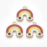 Alloy Pendants, Cadmium Free & Lead Free, with Enamel, Rainbow with Eye, Light Gold, Colorful, 19x19x1.8mm, Hole: 2mm(ENAM-S115-103)