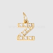 Stainless Steel Cubic Zirconia Pendants with Jump Rings, Real 14K Gold Plated, Long-Lasting Plated, Letter Z, 8mm(X-FIND-PW0024-08Z)