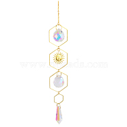 Quartz Crystal Big Pendant Decorations, Hanging Sun Catchers, Sun, Clear AB, 420x40mm(HJEW-PW0001-008C)