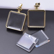 Alloy Locket Pendants, with Glass, DIY Accessories for Jewelry Pendant Making, Square, 41x30x13mm(PW23032019094)