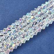 Handmade Glass Faceted Bicone Beads, Half AB Color Plated, White, 6mm, Hole: 1mm, about 46pcs/strand, 10.63 inch(GB6mmC28-AB)