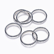 MIYUKI & TOHO Handmade Japanese Seed Beads, with 304 Stainless Steel Link Rings, Loom Pattern, Ring, Silver, Dark Gray, 22~23x1.7mm(SEED-A028A-L-24S)