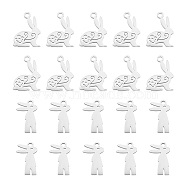 Unicraftale 20Pcs 2 Style 201 Stainless Steel Bunny Pendants, Laser Cut, Rabbit, Stainless Steel Color, 16x12x1mm, Hole: 1.5mm, 10pcs/style(STAS-UN0052-01)