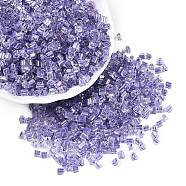 6/0 Transparent Inside Colours Glass Seed Beads, Triangle, Lilac, 3.5x3.5x3.5mm, Hole: 0.9mm, about 4500pcs/pound(SEED-N006-003E)