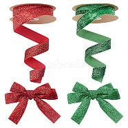 2Roll 2 Color Chinlon Ribbon, with Glitter, Performance Decoration, Flat, Mixed Color, 1-1/8 inch(27mm), about 10.94 Yards(10m)/Set(OCOR-AR0001-13A)
