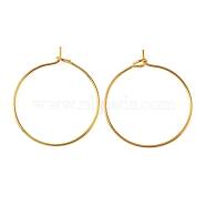 Brass Wine Glass Charm Rings Hoop Earrings, Golden, 20 Gauge, 25x0.8mm(X-EC067-2G)
