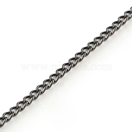 Unwelded Iron Curb Chains, with Spool, Gunmetal, 2.5x1.6x0.45mm, about 328.08 Feet(100m)/roll(CH-R078-10B)