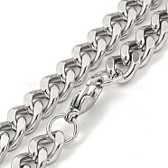 Non-Tarnish 201 Stainless Steel Cuban Link Chain Necklaces for Women and Men, Stainless Steel Color, 19.88 inch(50.5cm)(NJEW-F322-13P-02)