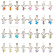 Elite 4Sets Transparent Acrylic Pendants, with Alloy Findings, Angel, Mixed Color, 21mm, Hole: 3mm, about 8pcs/set(FIND-PH0009-58)