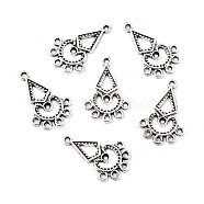Tibetan Style Alloy Chandelier Component Links, Heart, Antique Silver, 26x16.5x1mm, Hole: 1.4mm(PALLOY-C154-07AS)