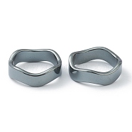Non-magnetic Synthetic Hematite Finger Rings, Wave, US Size 8 1/2(18.5mm)(RJEW-H544-03A)