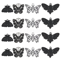 24Pcs 4 Style Alloy Enamel Pendants, Antique Silver, Butterfly & Moth, Mixed Color, 16~26x23~41x1~4mm, Hole: 1.2~2mm, 6pcs/style(FIND-SC0005-08)