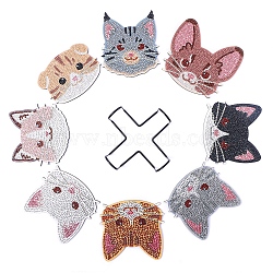 DIY Diamond Painting Animal Theme Coaster Kits, Including Acrylic Rhinestones Bag, Diamond Sticky Pen, Tray Plate and Glue Clay, Mixed Color, 100mm, 8pcs/set(PW-WGBBB48-01)