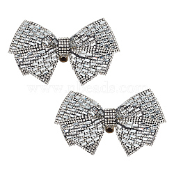 Bowknot Rhinestone Shoe Decoration, Light Grey, 62x98x12mm(DIY-WH0430-522C)