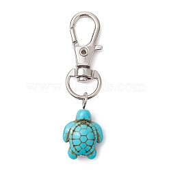 Sea Turtle Synthetic Howlite Pendant Decorations, Alloy Swivel Lobster Claw Clasps Charm for Bag Ornaments, 5.2cm(HJEW-JM02382)