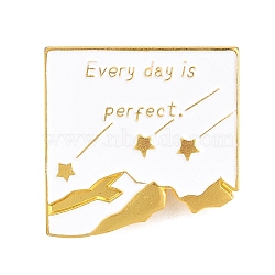 Every Day is Perfect Alloy Enamel Pins, Lapel Pins for Backpack Clothes, Golden, White, 27.5x27.5mm(JEWB-G045-01G-01)