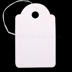 Rectangle Blank Hang tag, Jewelry Display Paper Price Tags, with Cotton Cord, White, 29.5x18x0.2mm, Hole: 3mm, 500pcs/bag(X-CDIS-N001-65)