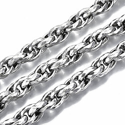 304 Stainless Steel Rope Chains, with Spool, Unwelded, Stainless Steel Color, 14.3x10.7x3.5mm, about 16.4 Feet(5m)/roll(CHS-S008-007P)