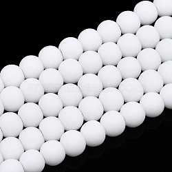 Opaque Glass Beads Strands, Frosted, Round, White, 4~4.5mm, Hole: 0.8mm, about 97~99pcs/strand, 14.76 inch~14.96 inch(37.5~38cm)(GLAA-T032-P4mm-MD02)