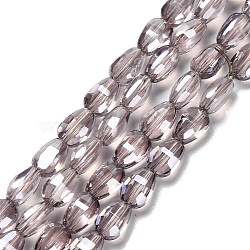 Electroplate Glass Beads Strands, Oval, Faceted, Thistle, 6.5x4.5x3mm, Hole: 0.8mm, about 79~80pcs/strand, 19.29''~20.67''(49~52.5cm)(EGLA-P064-01B-PL02)