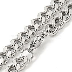 Non-Tarnish 201 Stainless Steel Cuban Link Chain Necklaces for Women and Men, Stainless Steel Color, 19.88 inch(50.5cm)(NJEW-F322-13P-02)