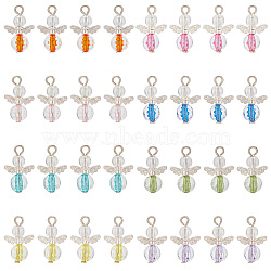 Elite 4Sets Transparent Acrylic Pendants, with Alloy Findings, Angel, Mixed Color, 21mm, Hole: 3mm, about 8pcs/set(FIND-PH0009-58)