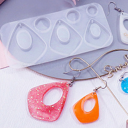 DIY Pendant Silicone Molds, Resin Casting Molds, for UV Resin, Epoxy Resin Jewelry Making, Round, Fan Pattern, 54x113x5mm, Hole: 2mm, Inner Diameter: 11~49x11~40mm(DIY-E065-07C)