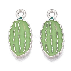 Alloy Enamel Pendants, Bitter Melon Charms, Platinum, 18.5x8.5x1.5mm, Hole: 1.6mm(ENAM-Q003-13P)