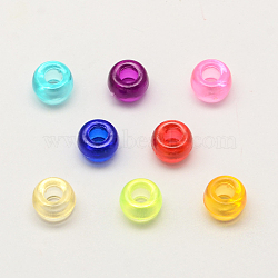 Transparent Acrylic European Beads, Large Hole Barrel Beads, Mixed Color, 9x6mm, Hole: 4mm, about 1800pcs/500g(MACR-Q156-02)