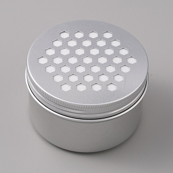 Aluminium Shallow Round Candle Tins, with Hollow Lids, Empty Tin Storage Containers, Hexagon Pattern, 7.1x4.25cm, Inner Diameter: 6.4x4.1cm