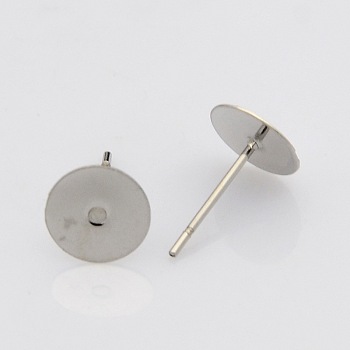 304 Stainless Steel Stud Earring Findings, Stainless Steel Color, 12x8mm, Pin: 0.7mm