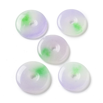 Dyed Natural White Jade Pendants, Donut Charms, Thistle, 23.5~26.5x4~4.5mm, Hole: 4.5mm