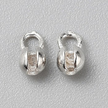 925 Sterling Silver Bead Tips, Platinum, 6.5x4mm, Hole: 1.8mm, Inner Diameter: 1.2mm