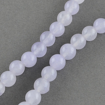 Natural Jade Bead Strands, Dyed, Round, Lilac, 8mm, Hole: 1mm, about 48pcs/strand, 14.9 inch