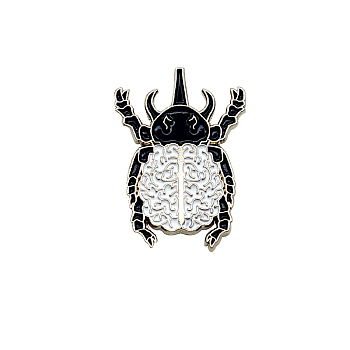 Safety Brooch Pin, Alloy Enamel Badge for Suit Shirt Collar, Long-horned, Insects, 30x21mm